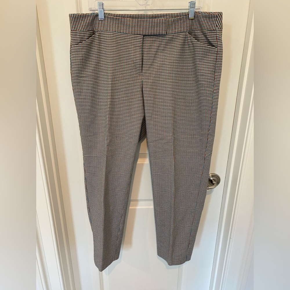 Talbots Signature Cut Houndstooth Pants in Cream, Black, Teal, and Rust Size 16